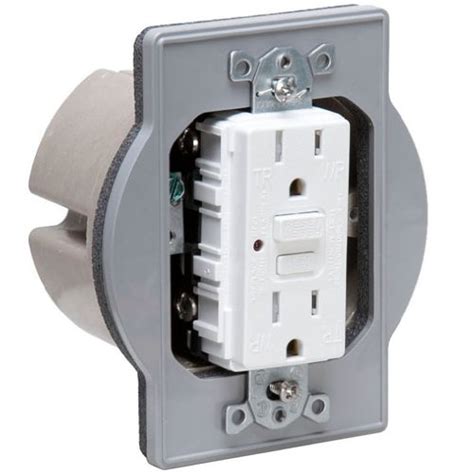 receptacle for metal round ceiling box|convert round box to outlet.